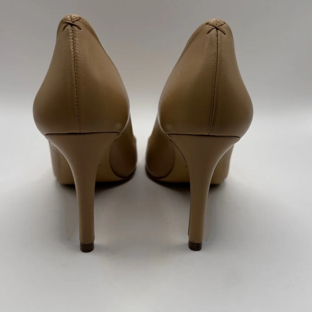 Classic Pointed-Toe Nude Leather Pumps - Women